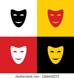 Comedy theatrical masks. Vector. Icons of german flag on corresponding colors as background.