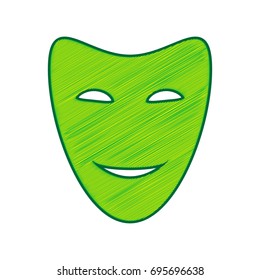 Comedy theatrical masks. Vector. Lemon scribble icon on white background. Isolated