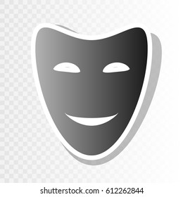 Comedy theatrical masks. Vector. New year blackish icon on transparent background with transition.