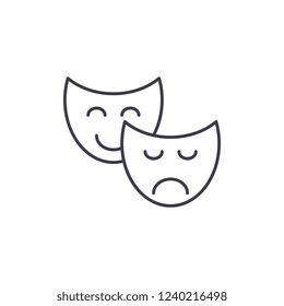 Comedy and tragedy line icon concept. Comedy and tragedy vector linear illustration, symbol, sign