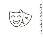 Comedy and tragedy line theater masks vector illustration