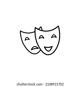 Comedy and tragedy line theater masks vector illustration eps 10