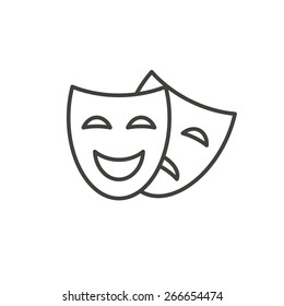 Comedy and tragedy line theater masks vector illustration