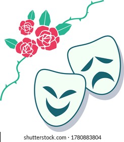 Comedy and tragedy mask icon illustration