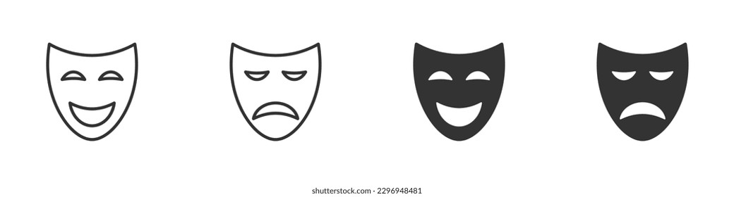 Comedy and tragedy mask icon. Vector illustration.