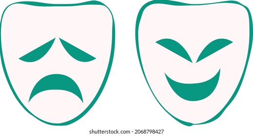 Comedy and tragedy masked icon illustration