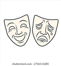 Comedy and Tragedy Masks Classic Theater Drama Symbol Icon