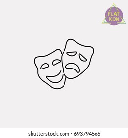 comedy and tragedy masks line icon