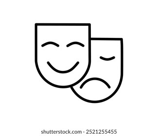 Comedy and Tragedy Masks. Masquerade Mask, Comic and Tragic Vector Icon for Theater or Carnival.