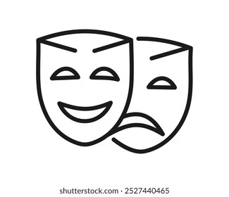 Comedy and Tragedy Masks. Masquerade Mask, Comic and Tragic Vector Icon for Theater or Carnival.