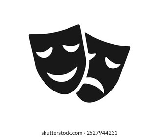 Comedy and Tragedy Masks. Masquerade Mask, Comic and Tragic Vector Icon for Theater or Carnival.