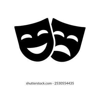 Comedy and Tragedy Masks. Masquerade Mask, Comic and Tragic Vector Icon for Theater or Carnival.