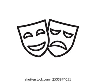 Comedy and Tragedy Masks. Masquerade Mask, Comic and Tragic Vector Icon for Theater or Carnival.