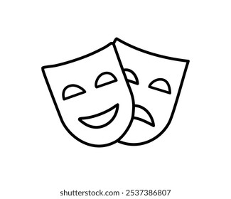 Comedy and Tragedy Masks. Masquerade Mask, Comic and Tragic Vector Icon for Theater or Carnival.