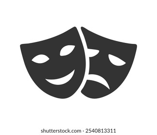 Comedy and Tragedy Masks. Masquerade Mask, Comic and Tragic Vector Icon for Theater or Carnival.