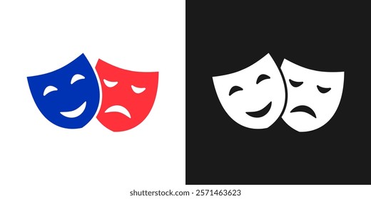 Comedy and Tragedy Masks. Masquerade Mask, Comic and Tragic Vector Icon for Theater or Carnival.