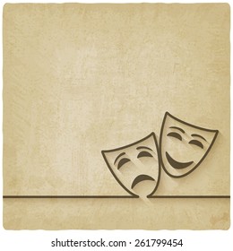 comedy and tragedy masks old background - vector illustration. eps 10