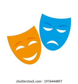 Comedy and tragedy masks on white background. Vector illustration