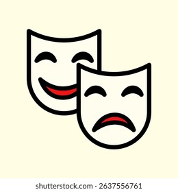 Comedy and Tragedy Masks Representing Theater and Drama Symbolism