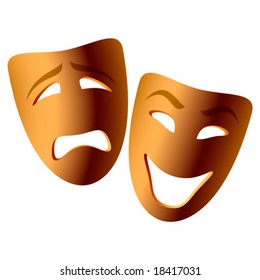 Comedy and tragedy masks. Vector.