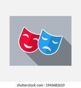 Comedy and tragedy masks. Vector Simple modern icon design illustration.