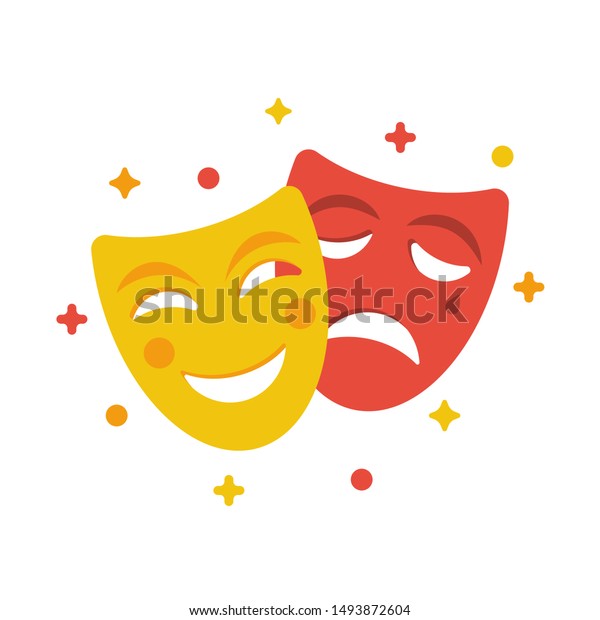 Comedy Tragedy Masks Yellow Funny Red Stock Vector (Royalty Free ...