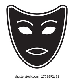 Comedy and tragedy theater mask icon with performance silhouette illustration thespian entertainment expression artistic cultural minimalist representation
