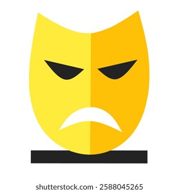 Comedy and tragedy theater masks in flat style. Cinema themed element suitable for posters, stickers or branding.