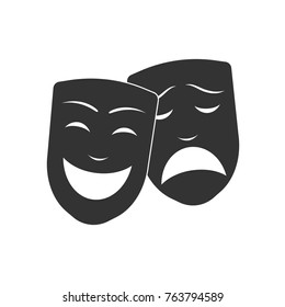 Comedy and tragedy theater masks. Happy and sad mask. Vector illustration