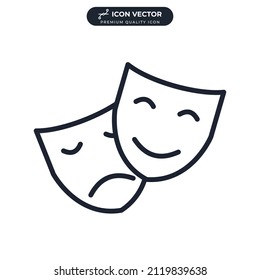 Comedy and tragedy. theater masks icon symbol template for graphic and web design collection logo vector illustration