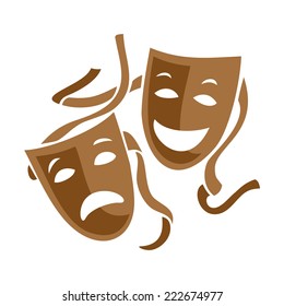 Comedy and tragedy theater masks illustration.