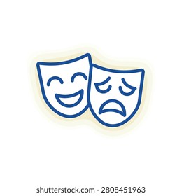 Comedy and tragedy theater masks illustration with performance emotions thespian expression illustration dramatic