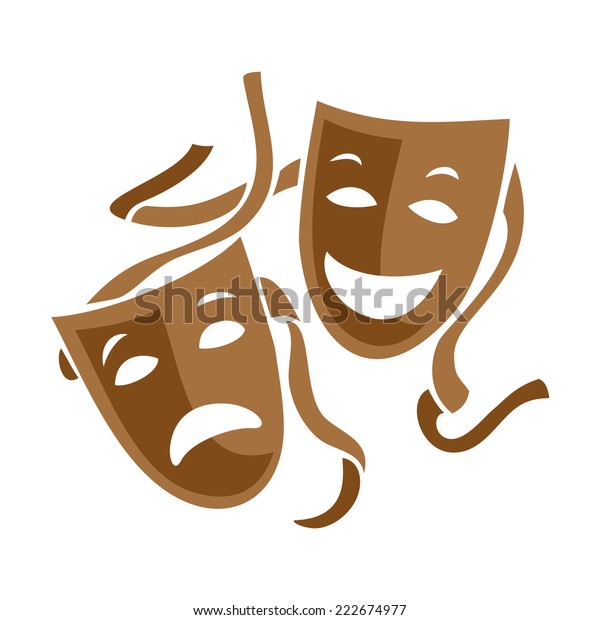 Comedy and\
tragedy theater masks\
illustration.