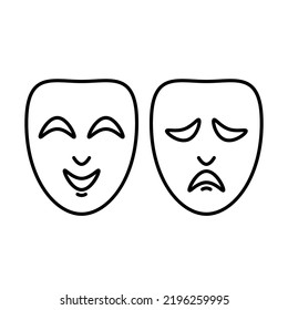 Comedy Tragedy Theater Masks Line Style Stock Vector (Royalty Free ...