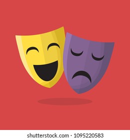 Comedy and tragedy theater masks. vector illustration