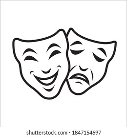 comedy and tragedy theater masks vector template