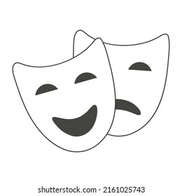 Comedy and tragedy theater masks. Vector illustration.