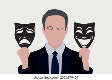 comedy and tragedy theater masks vector template