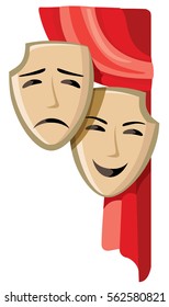 Comedy and tragedy theater masks - vector illustration