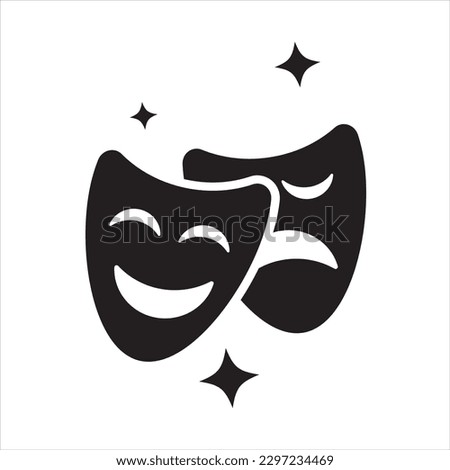 Comedy and tragedy theater masks vector template for dramatic and humorous design
