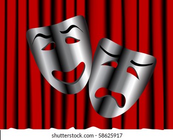 Comedy and tragedy theatre masks - vector illustration
