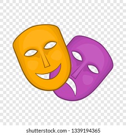 Comedy and tragedy theatrical masks icon in cartoon style on a background for any web design 