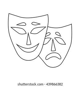 Comedy and tragedy theatrical masks icon