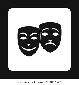 Comedy and tragedy theatrical masks icon in simple style on a white background vector illustration