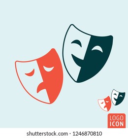 Comedy And Tragedy Theatrical Masks Symbol. Theater Mask Icon. Vector Illustration