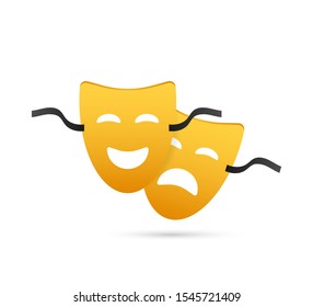 Comedy and tragedy theatrical masks. Vector stock illustration