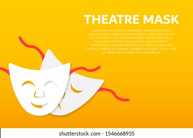 Comedy and tragedy theatrical masks. Vector illustration.