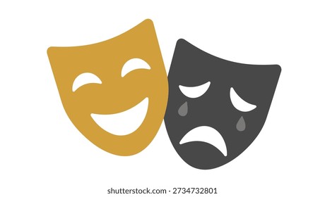 Máscaras teatrales de comedia y tragedia. Vector Diseño de drama sobre fondo transparente. máscaras teatrales. máscara de comedia. máscara de tragedia. máscaras de drama. símbolo de teatro. icono de drama.