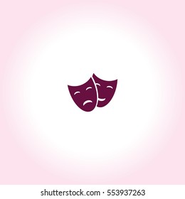 Comedy And Tragedy Theatrical Masks Vector Icon.