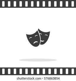 Comedy And Tragedy Theatrical Masks Vector Icon.